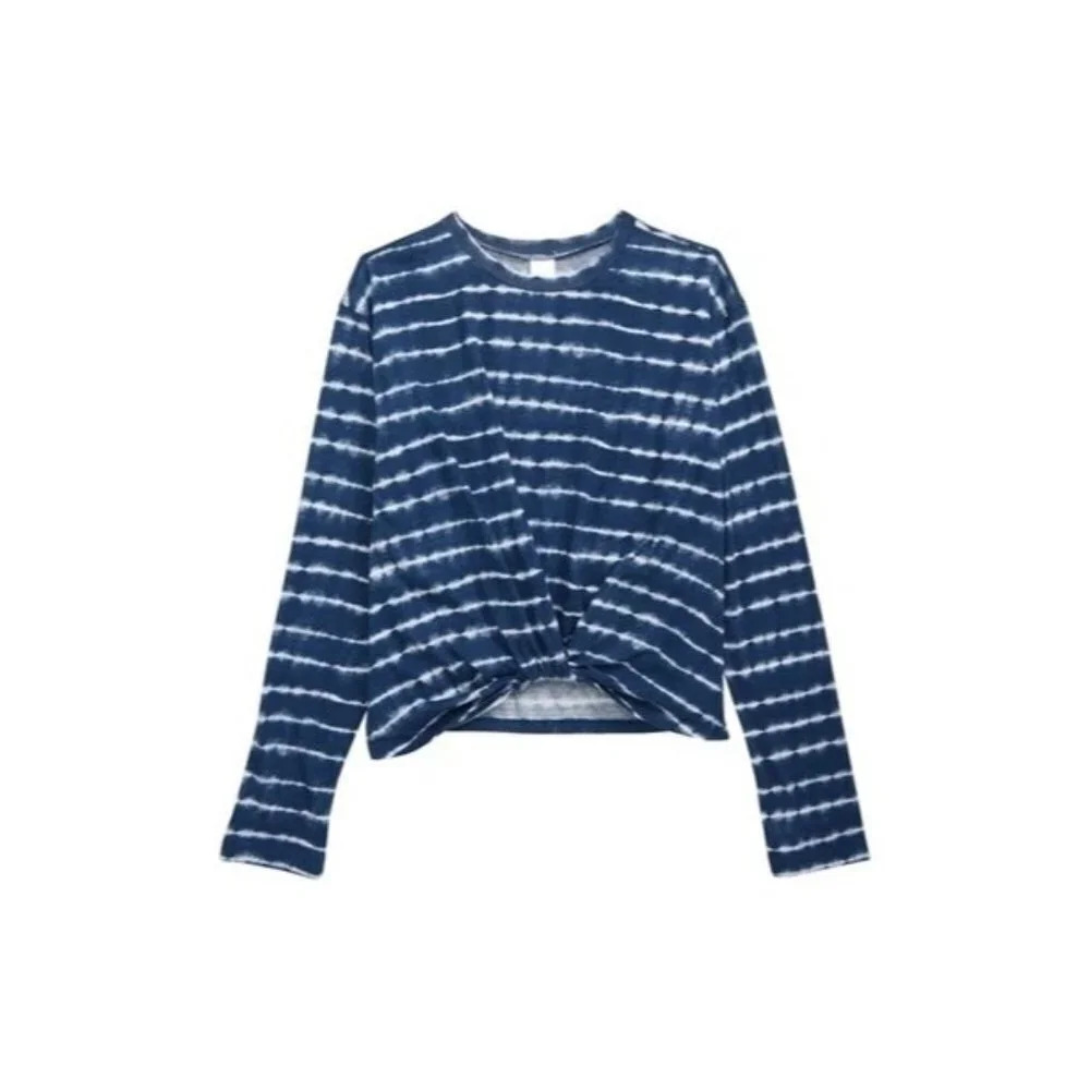 NORDSTROM Kids' Twist Front Long Sleeve T-shirt In Navy Denim Radio Wave Size XL